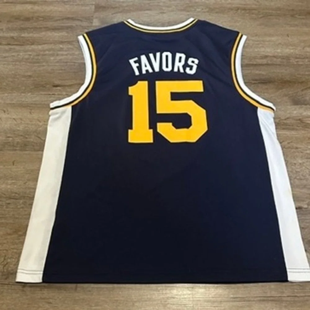 Adidas Utah Jazz Derrick Favors 15 NBA Jersey Mens Large Navy Blue 7818A 14‎